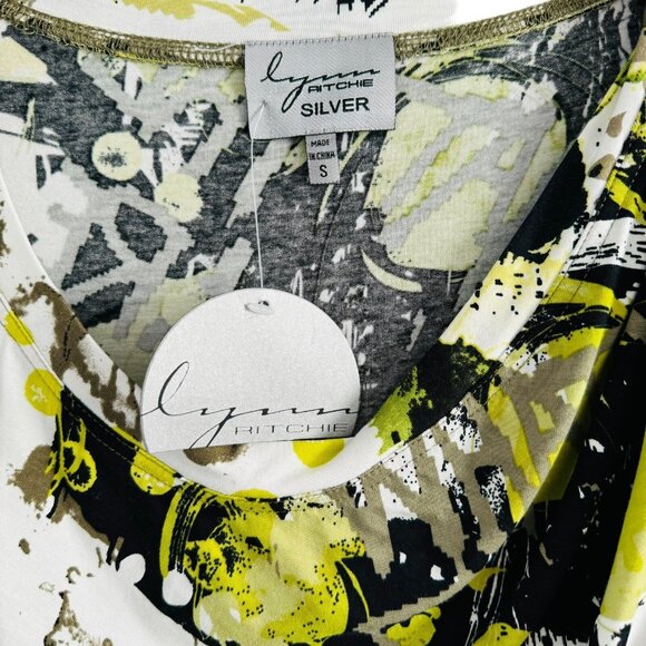 Lynn Ritchie Silver Blouse Size Small Green Multi Stretch Women Blouse. NWT - Picture 8 of 12